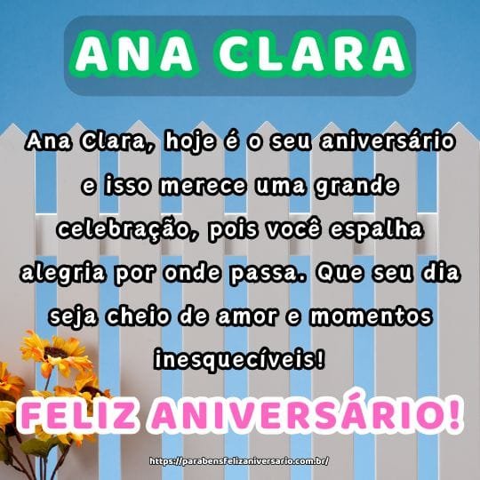 Mensagens de Parabéns e Feliz Aniversário para Ana Clara