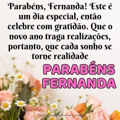 Parabéns, Fernanda! Este é um dia especial, então celebre com gratidão Parabéns, Fernanda! Este é um dia especial, então celebre com gratidão