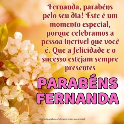 Fernanda, parabéns pelo seu dia! Este é um momento especial Fernanda, parabéns pelo seu dia! Este é um momento especial