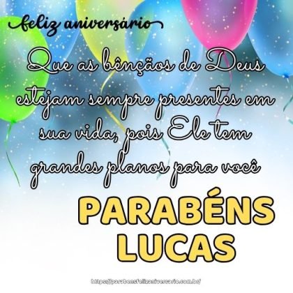 Parabéns Lucas! Que as bênçãos de Deus estejam sempre presentes em sua vida Parabéns Lucas! Que as bênçãos de Deus estejam sempre presentes em sua vida