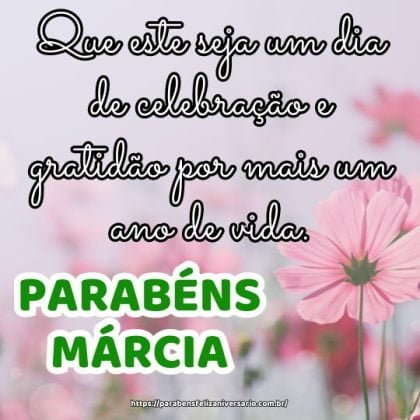 Márcia, parabéns pelo seu aniversário! Que este seja um dia de celebração e gratidão por mais um ano de vida. Márcia, parabéns pelo seu aniversário! Que este seja um dia de celebração e gratidão por mais um ano de vida.