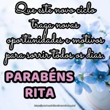 Parabéns Rita, e feliz aniversário! Que este novo ciclo traga novas oportunidades e motivos para sorrir todos os dias.