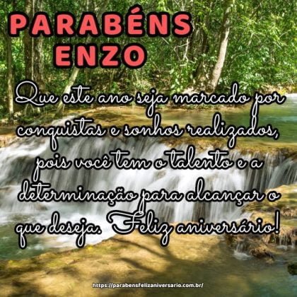 Parabéns, Enzo! Que este ano seja marcado por conquistas e sonhos realizados, pois você tem o talento e a determinação para alcançar o que deseja. Feliz aniversário! Parabéns, Enzo! Que este ano seja marcado por conquistas e sonhos realizados, pois você tem o talento e a determinação para alcançar o que deseja. Feliz aniversário!