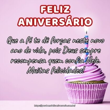 Que a fé te dê forças neste novo ano de vida, pois Deus sempre recompensa quem confia Nele. Muitas felicidades! Que a fé te dê forças neste novo ano de vida, pois Deus sempre recompensa quem confia Nele. Muitas felicidades!