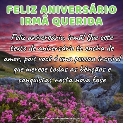 Feliz aniversário, irmã! Que este texto de aniversário te encha de amor, pois você é uma pessoa incrível que merece todas as bênçãos e conquistas nesta nova fase. Feliz aniversário, irmã! Que este texto de aniversário te encha de amor, pois você é uma pessoa incrível que merece todas as bênçãos e conquistas nesta nova fase.