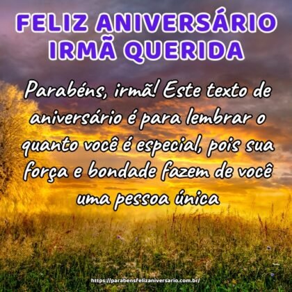 Parabéns, irmã! Este texto de aniversário é para lembrar o quanto você é especial, pois sua força e bondade fazem de você uma pessoa única. Parabéns, irmã! Este texto de aniversário é para lembrar o quanto você é especial, pois sua força e bondade fazem de você uma pessoa única.