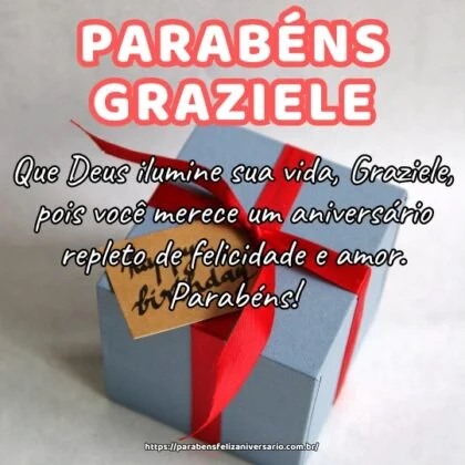 Que Deus ilumine sua vida, Graziele, pois você merece um aniversário repleto de felicidade e amor. Parabéns! Que Deus ilumine sua vida, Graziele, pois você merece um aniversário repleto de felicidade e amor. Parabéns!