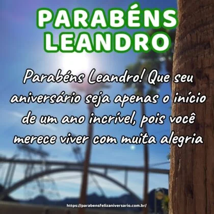 Parabéns Leandro! Que seu aniversário seja apenas o início de um ano incrível, pois você merece viver com muita alegria.