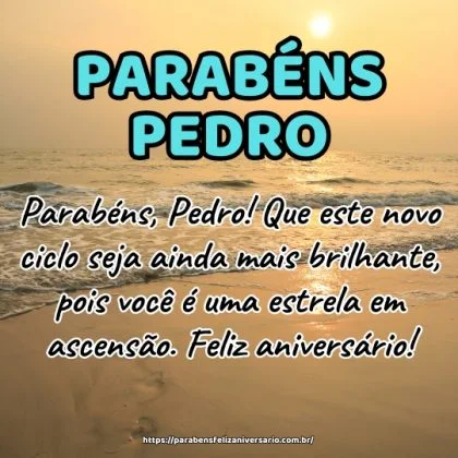 Parabéns, Pedro! Que este novo ciclo seja ainda mais brilhante, pois você é uma estrela em ascensão. Feliz aniversário! Parabéns, Pedro! Que este novo ciclo seja ainda mais brilhante, pois você é uma estrela em ascensão. Feliz aniversário!