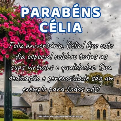 Feliz aniversário, Célia! Que este dia especial celebre todas as suas virtudes e qualidades. Sua dedicação e generosidade são um exemplo para todos nós! Feliz aniversário, Célia! Que este dia especial celebre todas as suas virtudes e qualidades. Sua dedicação e generosidade são um exemplo para todos nós!
