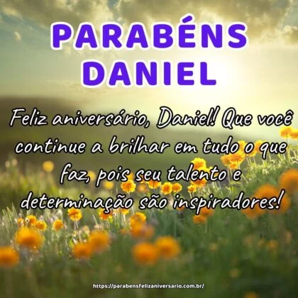 Feliz aniversário, Daniel! Que você continue a brilhar em tudo o que faz, pois seu talento e determinação são inspiradores!