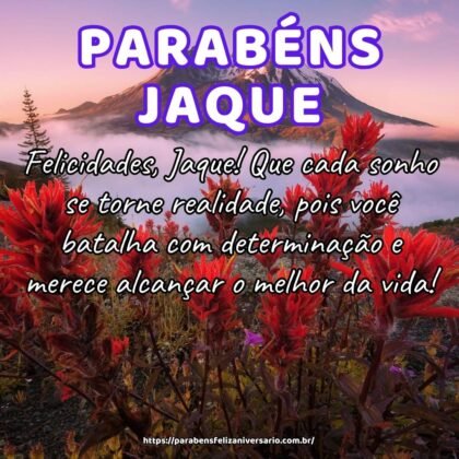 Felicidades, Jaque! Que cada sonho se torne realidade, pois você batalha com determinação e merece alcançar o melhor da vida! Felicidades, Jaque! Que cada sonho se torne realidade, pois você batalha com determinação e merece alcançar o melhor da vida!