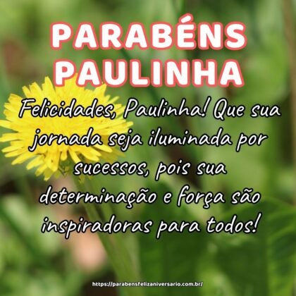 Felicidades, Paulinha! Que sua jornada seja iluminada por sucessos, pois sua determinação e força são inspiradoras para todos! Felicidades, Paulinha! Que sua jornada seja iluminada por sucessos, pois sua determinação e força são inspiradoras para todos!
