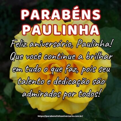 Feliz aniversário, Paulinha! Que você continue a brilhar em tudo o que faz, pois seu talento e dedicação são admirados por todos! Feliz aniversário, Paulinha! Que você continue a brilhar em tudo o que faz, pois seu talento e dedicação são admirados por todos!