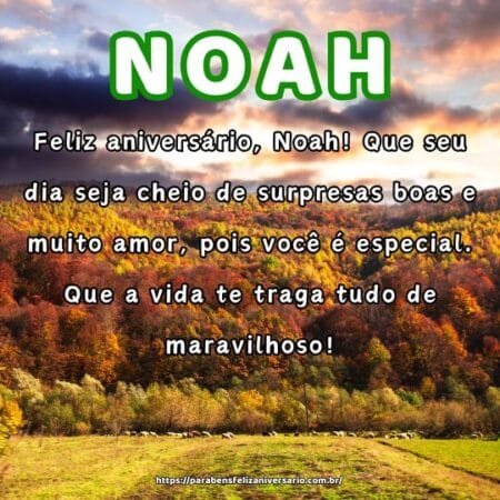 Feliz aniversário, Noah! Que seu dia seja cheio de surpresas boas e muito amor, pois você é especial. Que a vida te traga tudo de maravilhoso! Feliz aniversário, Noah! Que seu dia seja cheio de surpresas boas e muito amor, pois você é especial. Que a vida te traga tudo de maravilhoso!