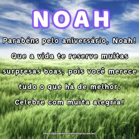 Parabéns pelo aniversário, Noah! Que a vida te reserve muitas surpresas boas, pois você merece tudo o que há de melhor. Celebre com muita alegria! Parabéns pelo aniversário, Noah! Que a vida te reserve muitas surpresas boas, pois você merece tudo o que há de melhor. Celebre com muita alegria!