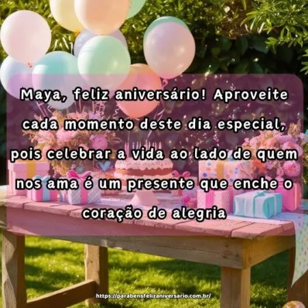 Maya, feliz aniversário! Aproveite cada momento deste dia especial, pois celebrar a vida ao lado de quem nos ama é um presente que enche o coração de alegria. Maya, feliz aniversário! Aproveite cada momento deste dia especial, pois celebrar a vida ao lado de quem nos ama é um presente que enche o coração de alegria.