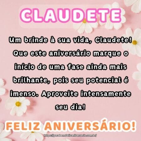 Um brinde à sua vida, Claudete! Que este aniversário marque o início de uma fase ainda mais brilhante, pois seu potencial é imenso. Aproveite intensamente seu dia! Um brinde à sua vida, Claudete! Que este aniversário marque o início de uma fase ainda mais brilhante, pois seu potencial é imenso. Aproveite intensamente seu dia!