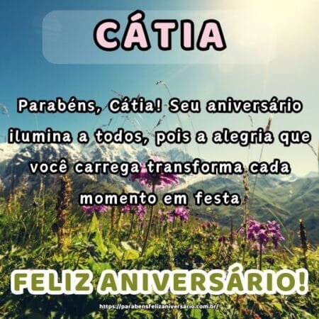 Parabéns, Cátia! Seu aniversário ilumina a todos, pois a alegria que você carrega transforma cada momento em festa. Parabéns, Cátia! Seu aniversário ilumina a todos, pois a alegria que você carrega transforma cada momento em festa.