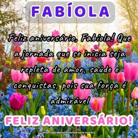 Feliz aniversário, Fabíola! Que a jornada que se inicia seja repleta de amor, saúde e conquistas, pois sua força é admirável.
