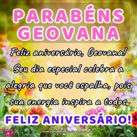 Feliz aniversário, Geovana! Seu dia especial celebra a alegria que você espalha, pois sua energia inspira a todos. Feliz aniversário, Geovana! Seu dia especial celebra a alegria que você espalha, pois sua energia inspira a todos.