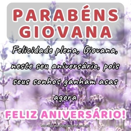 Felicidade plena, Giovana, neste seu aniversário, pois seus sonhos ganham asas agora. Felicidade plena, Giovana, neste seu aniversário, pois seus sonhos ganham asas agora.