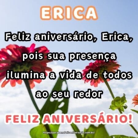 Feliz aniversário, Erica, pois sua presença ilumina a vida de todos ao seu redor. Feliz aniversário, Erica, pois sua presença ilumina a vida de todos ao seu redor.