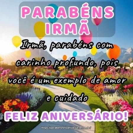 Irmã, parabéns com carinho profundo, pois você é um exemplo de amor e cuidado. Irmã, parabéns com carinho profundo, pois você é um exemplo de amor e cuidado.