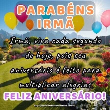 Irmã, viva cada segundo de hoje, pois seu aniversário é feito para multiplicar alegrias. Irmã, viva cada segundo de hoje, pois seu aniversário é feito para multiplicar alegrias.