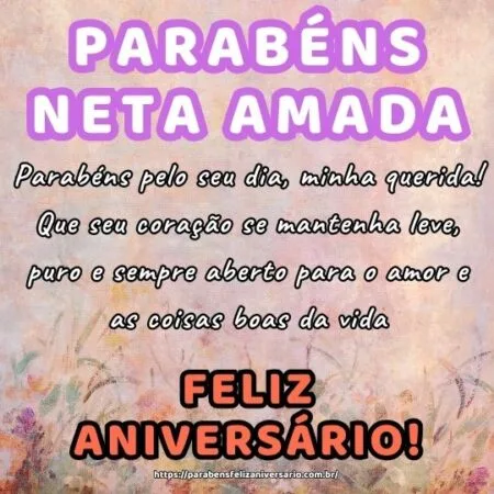 Parabéns pelo seu dia, minha querida! Que seu coração se mantenha leve, puro e sempre aberto para o amor e as coisas boas da vida. Parabéns pelo seu dia, minha querida! Que seu coração se mantenha leve, puro e sempre aberto para o amor e as coisas boas da vida.