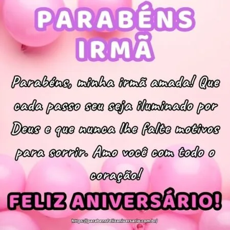 Parabéns, minha irmã amada! Que cada passo seu seja iluminado por Deus e que nunca lhe falte motivos para sorrir. Amo você com todo o coração!