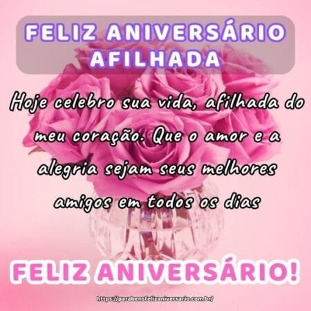 Hoje celebro sua vida, afilhada do meu coração. Que o amor e a alegria sejam seus melhores amigos em todos os dias. Hoje celebro sua vida, afilhada do meu coração. Que o amor e a alegria sejam seus melhores amigos em todos os dias.