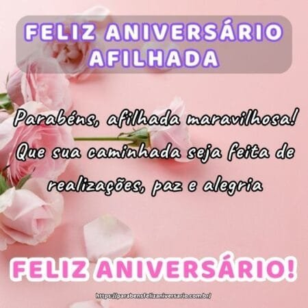 Parabéns, afilhada maravilhosa! Que sua caminhada seja feita de realizações, paz e alegria. Parabéns, afilhada maravilhosa! Que sua caminhada seja feita de realizações, paz e alegria.