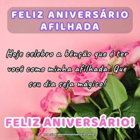 Hoje celebro a bênção que é ter você como minha afilhada. Que seu dia seja mágico! Hoje celebro a bênção que é ter você como minha afilhada. Que seu dia seja mágico!