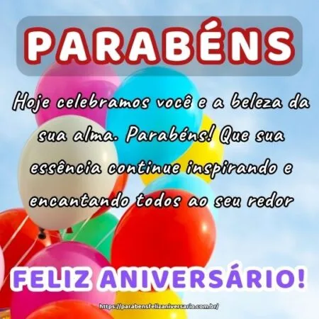 Hoje celebramos você e a beleza da sua alma. Parabéns! Que sua essência continue inspirando e encantando todos ao seu redor. Hoje celebramos você e a beleza da sua alma. Parabéns! Que sua essência continue inspirando e encantando todos ao seu redor.