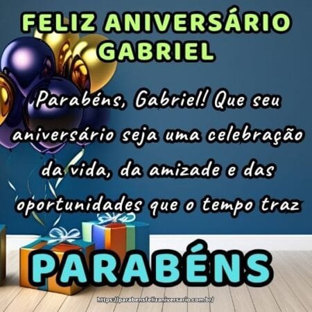 Parabéns, Gabriel! Que seu aniversário seja uma celebração da vida, da amizade e das oportunidades que o tempo traz. Parabéns, Gabriel! Que seu aniversário seja uma celebração da vida, da amizade e das oportunidades que o tempo traz.
