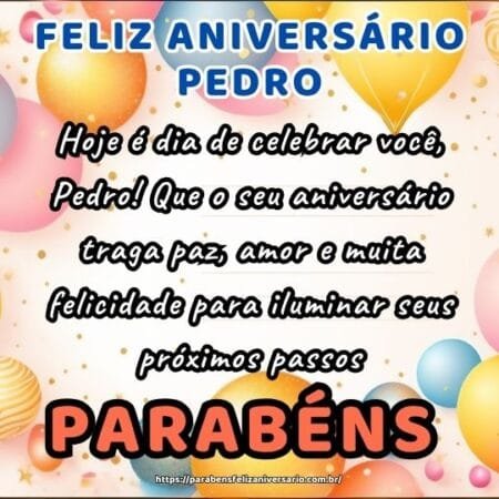 Hoje é dia de celebrar você, Pedro! Que o seu aniversário traga paz, amor e muita felicidade para iluminar seus próximos passos. Hoje é dia de celebrar você, Pedro! Que o seu aniversário traga paz, amor e muita felicidade para iluminar seus próximos passos.