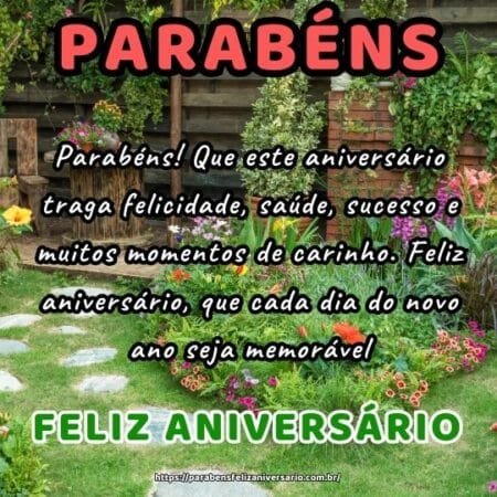 Parabéns! Que este aniversário traga felicidade, saúde, sucesso e muitos momentos de carinho. Feliz aniversário, que cada dia do novo ano seja memorável. Parabéns! Que este aniversário traga felicidade, saúde, sucesso e muitos momentos de carinho. Feliz aniversário, que cada dia do novo ano seja memorável.