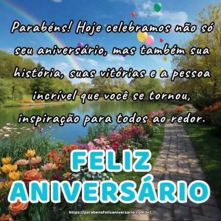 Parabéns! Hoje celebramos não só seu aniversário, mas também sua história, suas vitórias e a pessoa incrível que você se tornou, inspiração para todos ao redor.