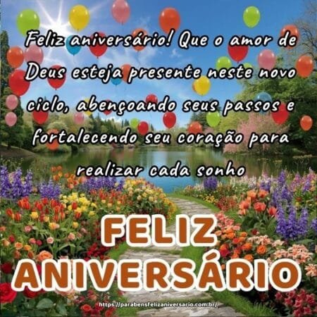 Feliz aniversário! Que o amor de Deus esteja presente neste novo ciclo, abençoando seus passos e fortalecendo seu coração para realizar cada sonho. Feliz aniversário! Que o amor de Deus esteja presente neste novo ciclo, abençoando seus passos e fortalecendo seu coração para realizar cada sonho.