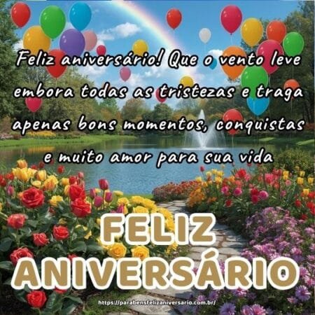 Feliz aniversário! Que o vento leve embora todas as tristezas e traga apenas bons momentos, conquistas e muito amor para sua vida. Feliz aniversário! Que o vento leve embora todas as tristezas e traga apenas bons momentos, conquistas e muito amor para sua vida.