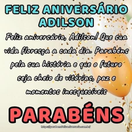 Feliz aniversário, Adilson! Que sua vida floresça a cada dia. Parabéns pela sua história e que o futuro seja cheio de vitórias, paz e momentos inesquecíveis. Feliz aniversário, Adilson! Que sua vida floresça a cada dia. Parabéns pela sua história e que o futuro seja cheio de vitórias, paz e momentos inesquecíveis.